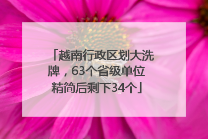 越南行政区划大洗牌，63个省级单位精简后剩下34个