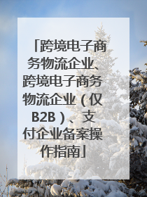 跨境电子商务物流企业、跨境电子商务物流企业（仅B2B）、支付企业备案操作指南