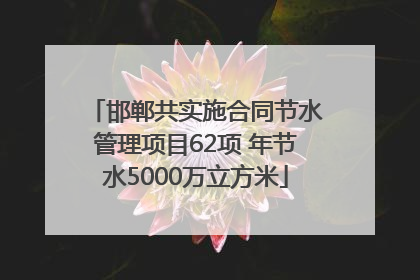 邯郸共实施合同节水管理项目62项 年节水5000万立方米