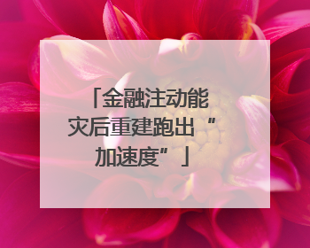 金融注动能 灾后重建跑出“加速度”
