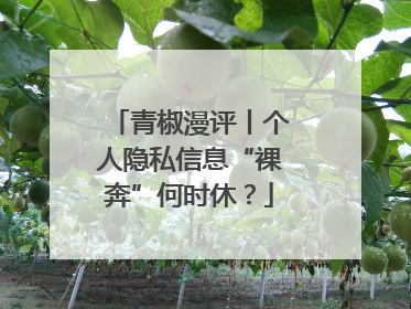 青椒漫评丨个人隐私信息“裸奔”何时休？