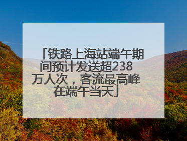 铁路上海站端午期间预计发送超238万人次，客流最高峰在端午当天