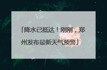 降水已抵达！刚刚，郑州发布最新天气预警