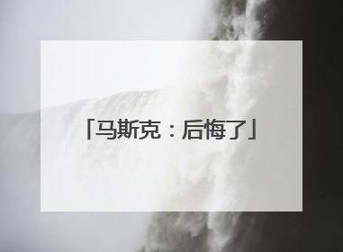 马斯克：后悔了