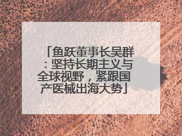 鱼跃董事长吴群：坚持长期主义与全球视野，紧跟国产医械出海大势