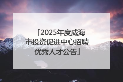 2025年度威海市投资促进中心招聘优秀人才公告
