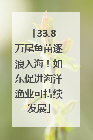 33.8万尾鱼苗逐浪入海！如东促进海洋渔业可持续发展